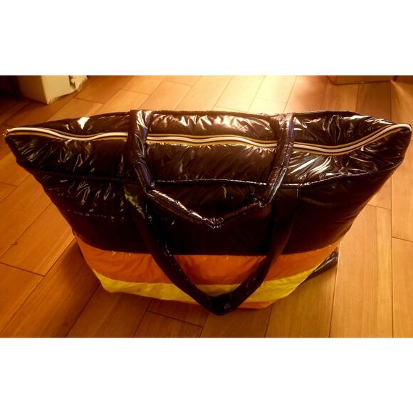 New JUMBO K-WAY X R&D PELAGIE NYLON MAXI TOTE BAG Puffy Shiny Retail $478!! - Picture 11 of 12